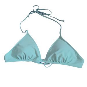 Aerie Size M Light Blue / Baby Blue Halter Back Tie Bikini Top